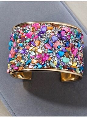 Colorful Gemstone Cuff Bracelet